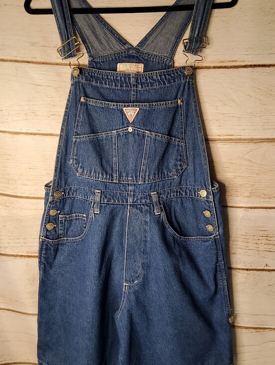 Guess Pants - Guess? Vintage Georges Marciano Denim Shortalls with Triangle Logo